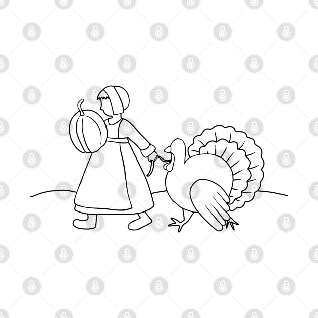 Thanksgiving Pilgrim and Turkey by valentinahramov