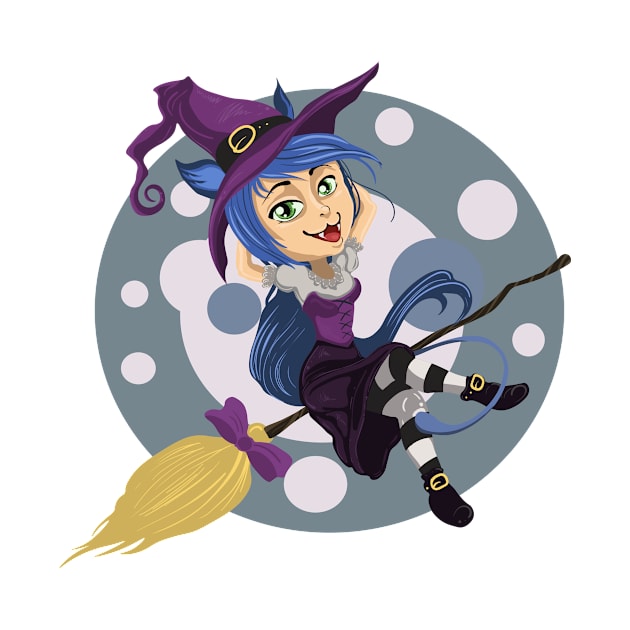 Cute witch, print design by Degopine