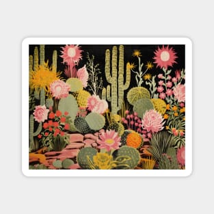 Night Cactus Garden Western Boho Magnet