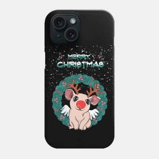 Christmas sweater pig and reindeer snow Phone Case