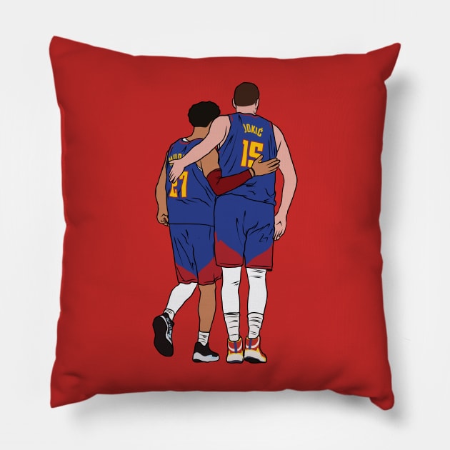 Jamal Murray and Nikola Jokic Pillow by rattraptees