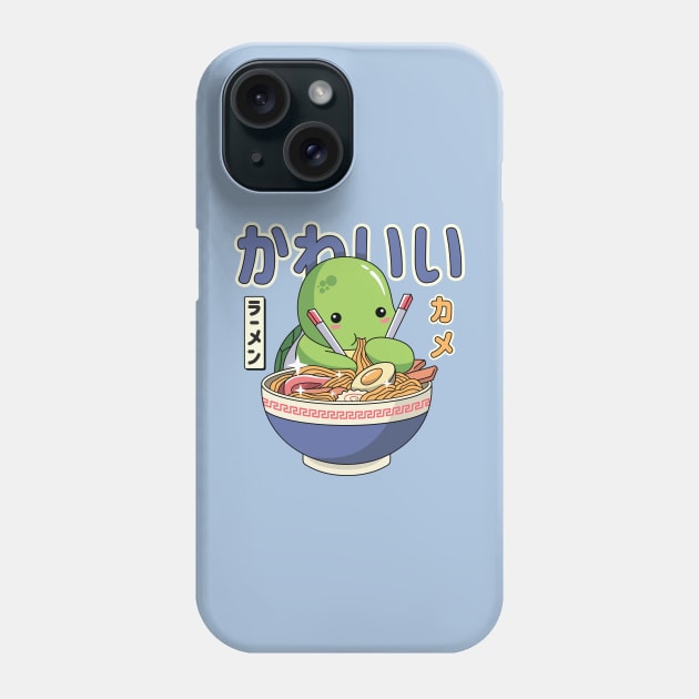 Kawaii Turtle Enjoying Ramen Phone Case by spacedowl