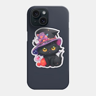 A Cute Black Cat With a Round Hat Phone Case