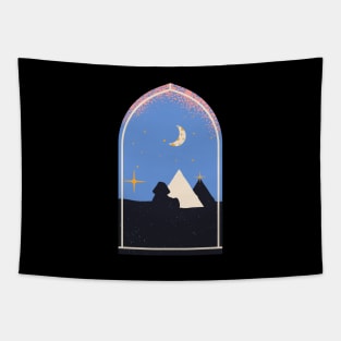 Egyptian Night Sphinx Moon Pyramid Tapestry