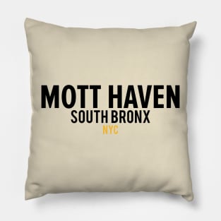 Mott Haven Bronx NYC- Modern Minimalistic Typography Pillow