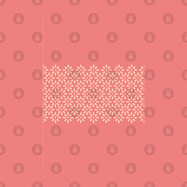 Floral Geometrical Pattern, Color Block Coral and Cream by tramasdesign