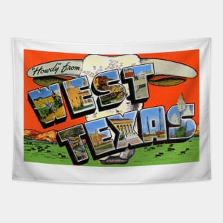 Howdy from West Texas - Vintage Large Letter Postcard Tapestry