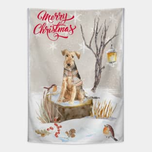 Welsh Terrier Merry Christmas Santa Dog Tapestry