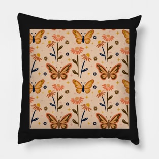 Retro Butterflies pattern - Daisy field Pillow