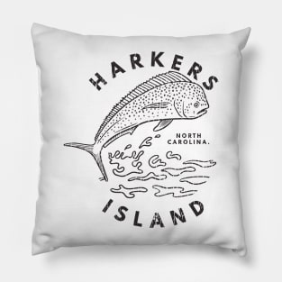 Harkers Island, NC Summertime Vacationing Mahi Mahi Big Head Fish Pillow