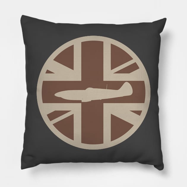 Supermarine Spitfire Union Jack Desert Patch Pillow by Firemission45