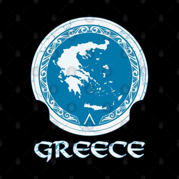 Greek Map on Spartan Shield by NicGrayTees