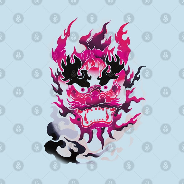 Traditional Pink Oni Mask by ArtisanEcho