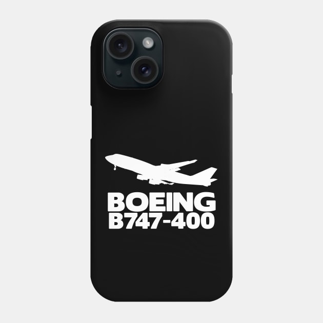 Boeing B747-400 Silhouette Print (White) Phone Case by TheArtofFlying