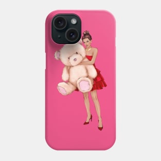 african woman teddy bear art Phone Case