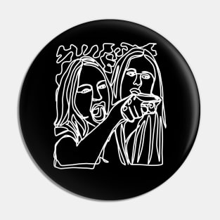 Half Woman Yelling at Cat Memes White Line Doodle Pin