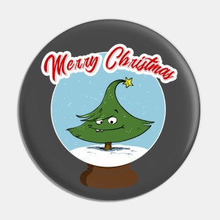 Merry Christmas snowglobe Pin