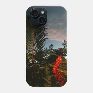 Caribbean Sunset. Palm Tree & Red Flower Phone Case