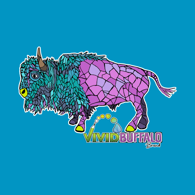 Mindful Vivid Buffalo in Purple & Light Blue by vividbuffalo