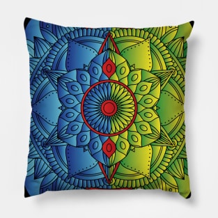 Blue Green Mandala Pillow