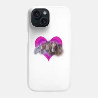 Stunning realistic horses in a rainbow heart design Phone Case