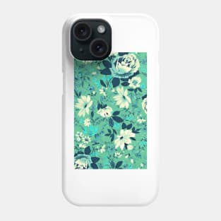 Vintage Beautiful Flower Blue Aqua Watercolor Abstract Pattern Turquoise Floral Phone Case