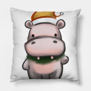 Cute Hippopotamus Drawing Pillow