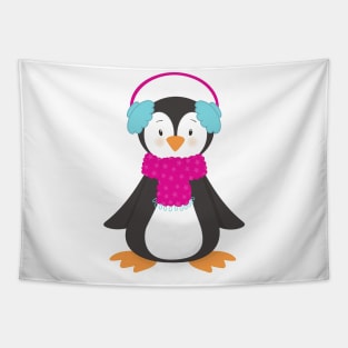 Cute Penguin, Baby Penguin, Penguin With Scarf Tapestry