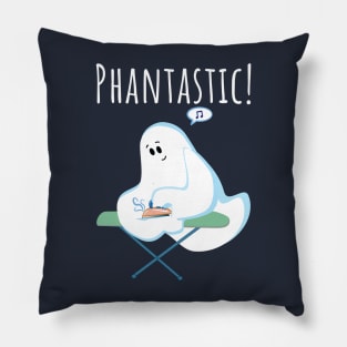 Cute Phantom Ghost Irons His Wrinkles For Halloween Pillow