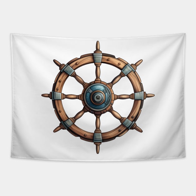 Vintage Steering Wheel Tapestry by Chromatic Fusion Studio