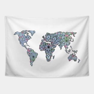 Splatter Paint World Map Mandala Tapestry