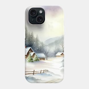 Chritsmas Snow Winter Watercolor Landscapes series 7 Phone Case