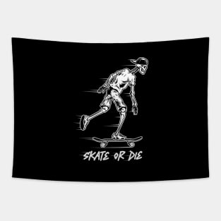 Halloween Skateboard Skate or Die Bones Horror - Funny Skull Vintage Skeleton Skater Tapestry