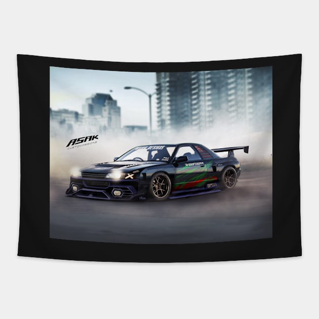 NISSAN R32 stanced EDITWORK, widebody design by ASAKDESIGNS. checkout my store for more creative works Tapestry by ASAKDESIGNS