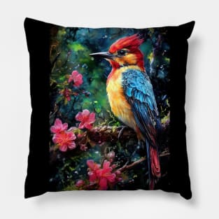 Woodpecker bird painting colors art #Woodpecker Pillow