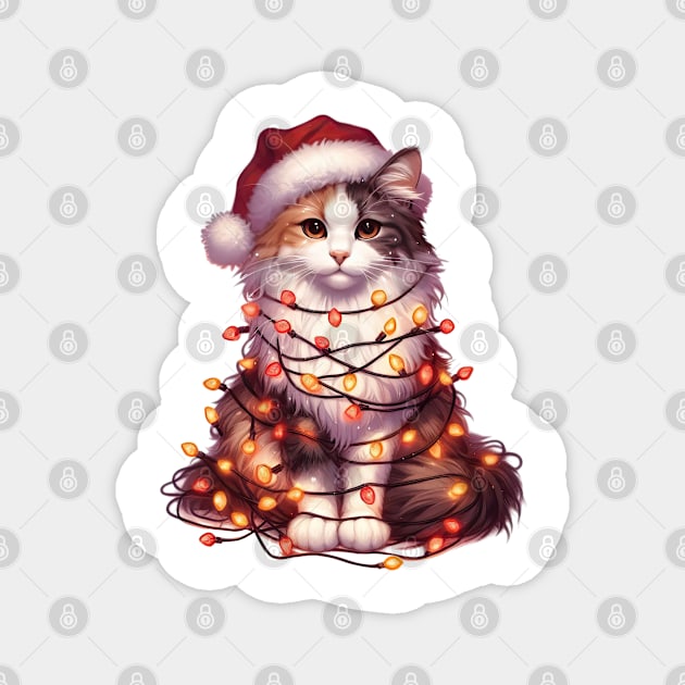 Christmas Turkish Van Cat Magnet by Chromatic Fusion Studio