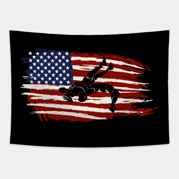 Vintage Capoeira America Flag Tapestry by Quotes NK Tees