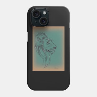 "Lion" - Prisma pencil drawing on vintage paper Phone Case