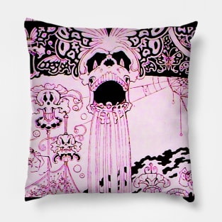 PINK BLACK PSYCHEDELIC SKULL, BUTTERFLIES,OWLS AND FANTASTIC CREATURES Fantasy Pillow