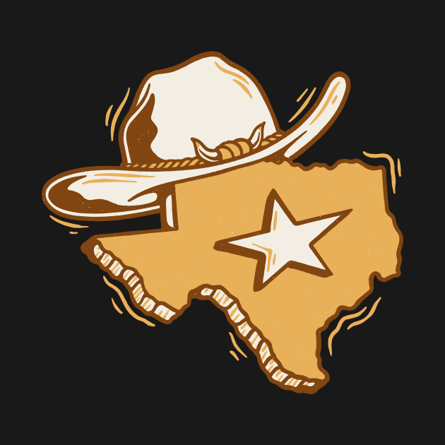 Retro Texas Illustration with Cowboy Hat and Lone Star by SLAG_Creative