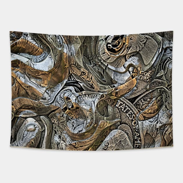 Abstract Old Coins Tapestry by perkinsdesigns