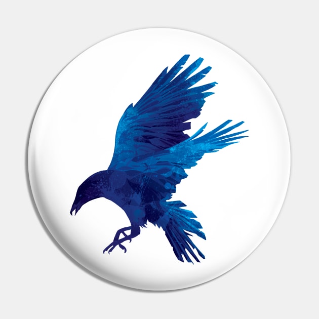 Raven Flying Digital Painting Pin by polliadesign