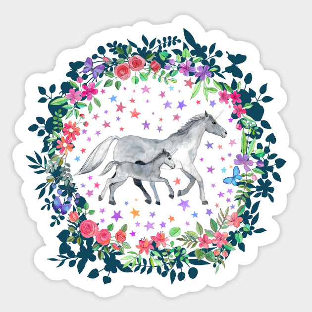 Mama And Baby Unicorn Unicorn Sticker Teepublic