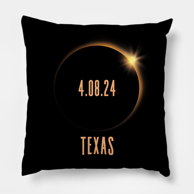 North America Total Solar Eclipse 2024 Texas USA Pillow by trendingoriginals