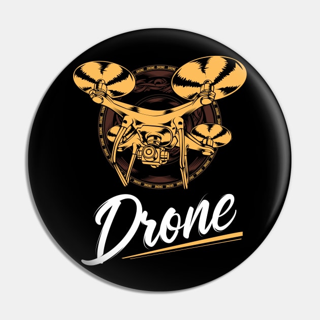 Drone - Quadcopter Drone FPV Camera Pilot Pin by Lumio Gifts