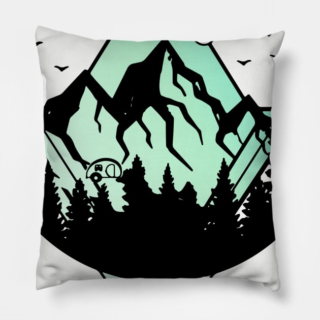 nomad earth shirt green Pillow by nomadearthdesign