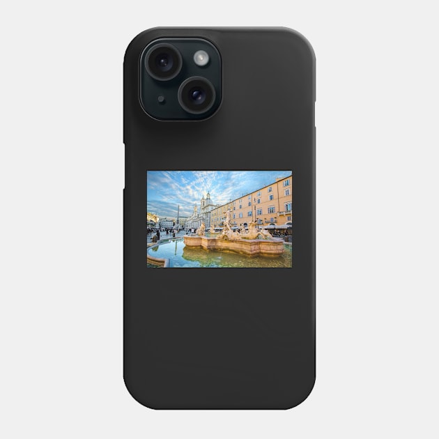 Piazza Navona and Fontana del Nettuno in Rome, Italy Phone Case by mitzobs