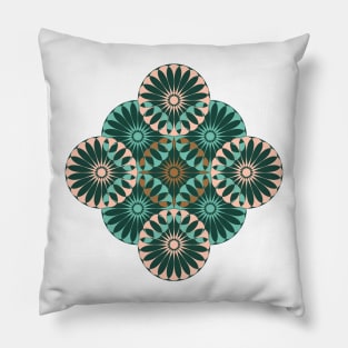 Spanish Tile - Entwined - Pink, Bronze, Teal Pillow