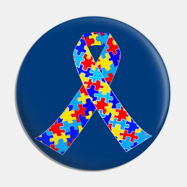 Autism Ribbon for Autism Pride and Awareness Pin by epiclovedesigns