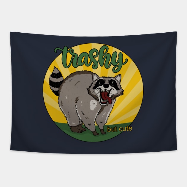 Raccoon - Trashy but cute Tapestry by valentinahramov